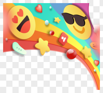 彩虹emoji立体感可爱图案图片