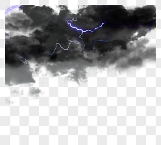 手绘闪电效果厚重感乌云图片