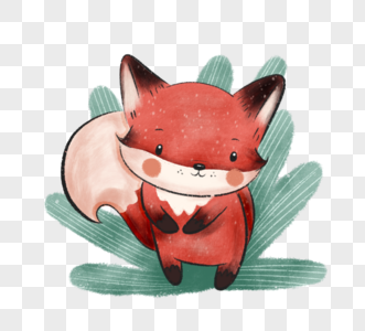 手绘可爱红色小狐狸高清图片