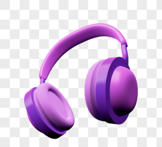 3d紫色头戴式耳机图片