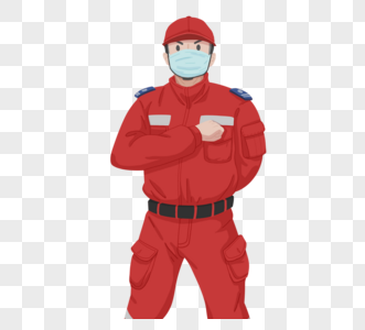 红色口罩戴防肺炎抢救角色装饰高清图片