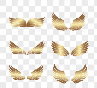 手绘金色翅膀元素图片