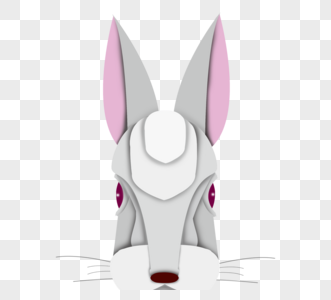 剪纸风动物灰色兔子头像图片