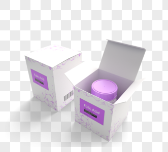 紫色药盒药瓶3d元素图片