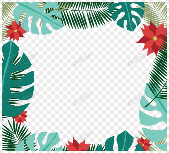热带树叶图边框图片