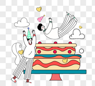 卡通手绘生日蛋糕云图片