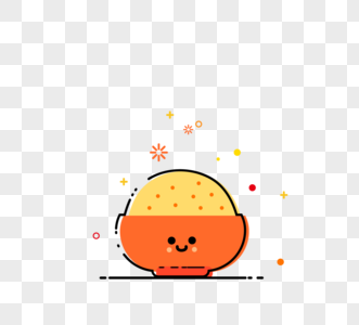 可爱卡通黄橙彩色米饭小人MBE风格美食元素图片