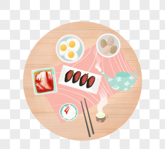 简单和清爽韩国早餐美食图图片