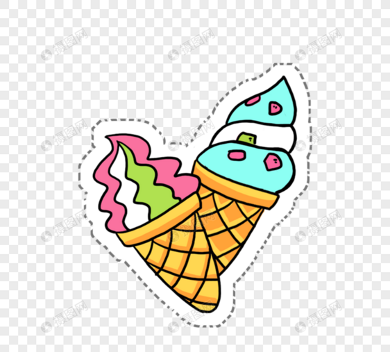 两支彩色夹心冰淇淋图片