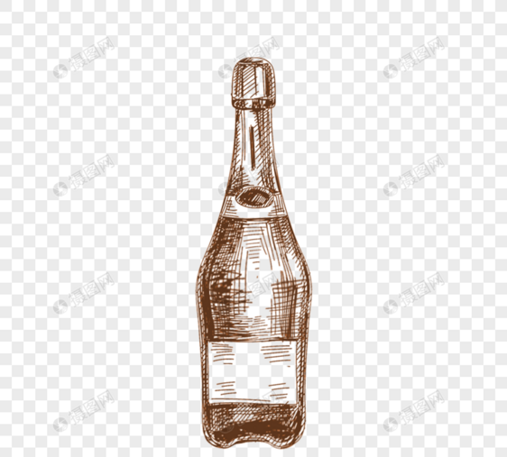棕色手绘玻璃酒瓶图片