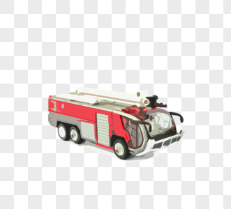 红白色简约卡通消防车元素图片
