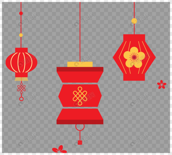 新春春节新年红色喜庆灯笼图片