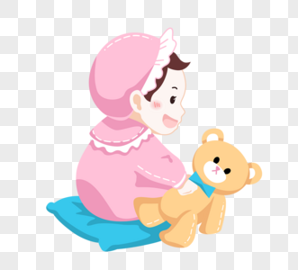 可爱拿着玩具熊婴儿图片