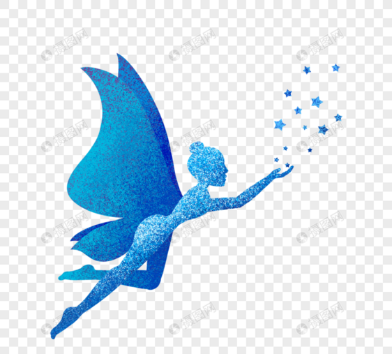 蓝色飞翔精灵仙女图片