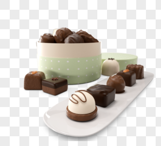 巧克力甜点礼盒三维元素高清图片