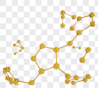 黄色分子结构3d元素高清图片