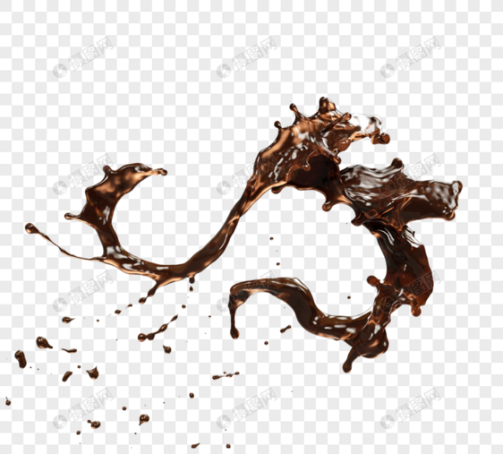 立体飞舞咖啡液体3d元素图片