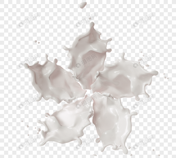 花瓣牛奶飞溅3d元素图片