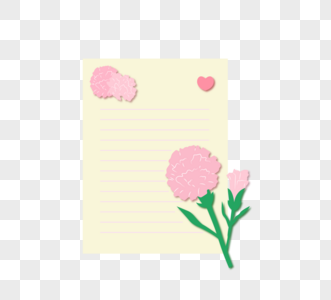 手绘节日康乃馨粉色贺卡元素图片