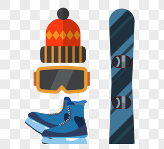 蓝黄色滑雪卡通设备元素图片
