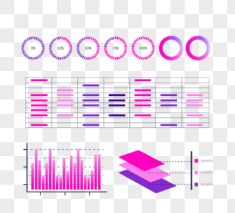 红紫色渐变商务可视化图表组图图片