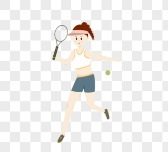 蓝色扁平人物打网球图片