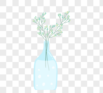 矢量植物卡通手绘插花花瓶元素图片