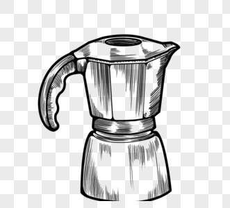 咖啡豆研磨机黑白线稿图片