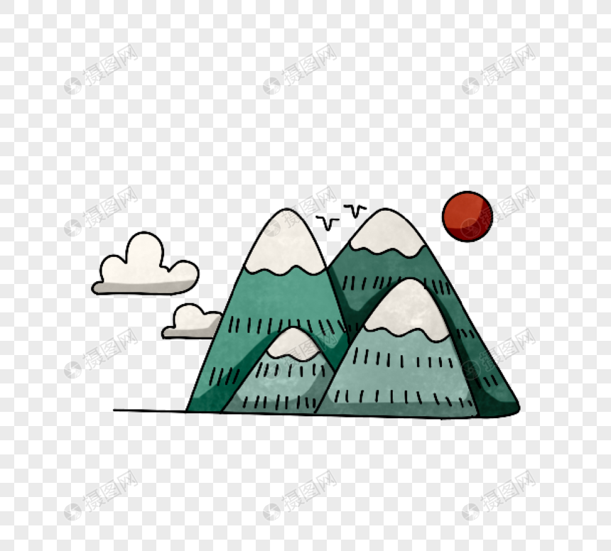 卡通手绘创意大山山峰