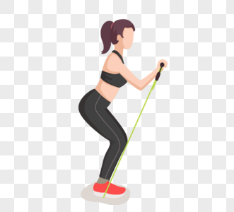 卡通人物健身女性运动健身房健美绳图片
