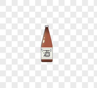 暗橙色日本清酒平面元素图片