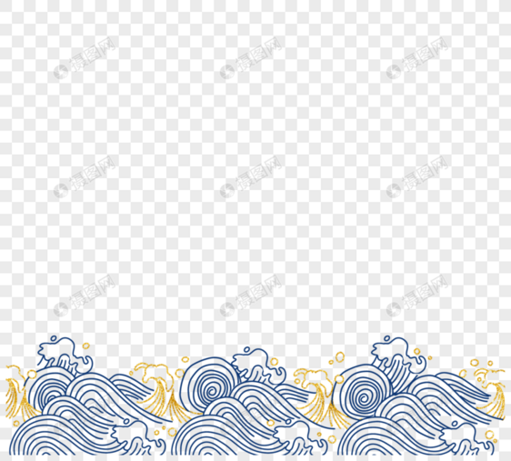 简约日式古典海浪波纹装饰图片