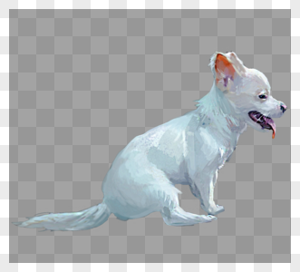 可爱白色小狗手绘元素图片