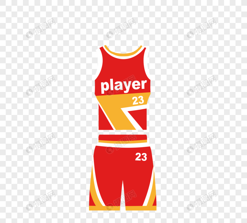 免抠元素 手绘/卡通元素 博物馆 手绘红黄篮球服装.