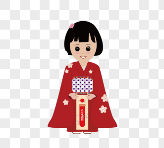 日本儿童节卡通人物樱花女孩图片