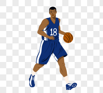 彩色卡通篮球运动员素材图片