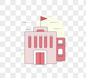 简单粉红色线条样式学校元素图片