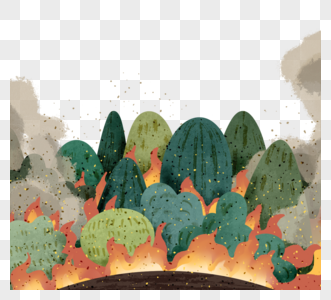 卡通手绘山火元素图片