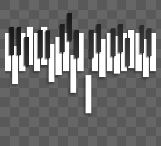 剪纸风格错落立体钢琴键高清图片