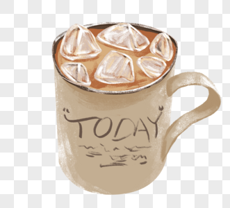 手绘金属罐子装冰咖啡图片