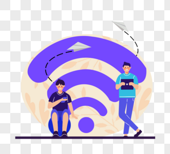 卡通手绘无线电脑紫色图片