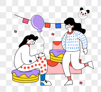 手绘生日蛋糕庆典气球图片