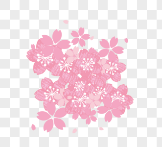 粉色笔触卡通手绘春季樱花简约图片