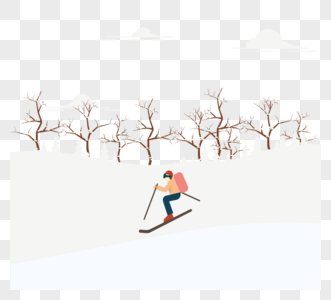 卡通手绘简单滑雪元素图片