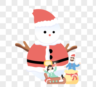 平圣诞节礼物红色雪人图图片