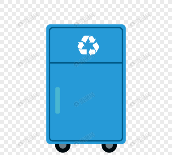 卡通蓝色环保回收垃圾桶图片