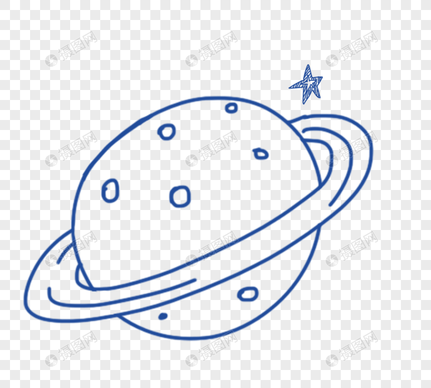 手绘可爱黑白简笔画星球月球