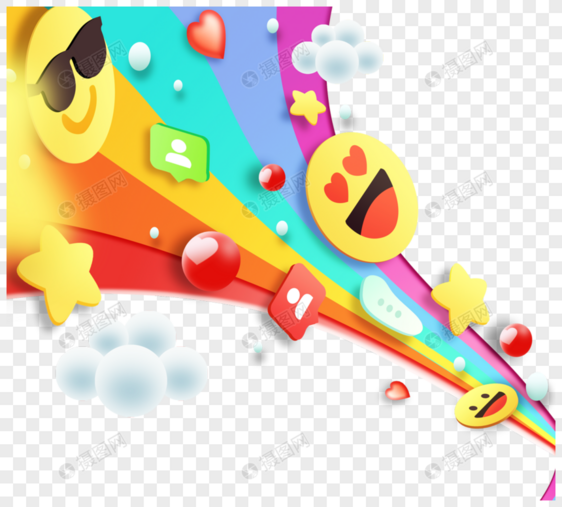 彩虹创意立体感手绘emoji标签图片
