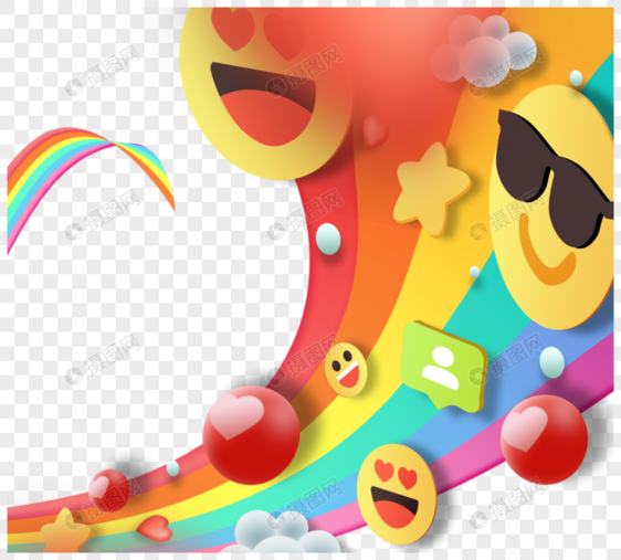 立体感创意彩虹emoji图案图片