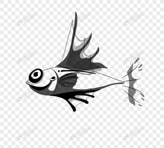 鱼矢量素材卡通简笔画素描鱼图片